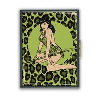 Cover image for Retro-A-Go-Go Bettie Page Green Leopard Cigarette Case