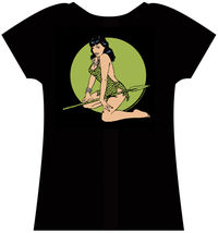 Cover image for Retro-A-Go-Go Bettie Page Green Leopard Women's T-Shirt (XL)