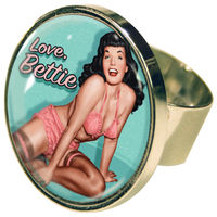 Cover image for Retro-A-Go-Go Bettie Page Aquamarine Adjustable Ring