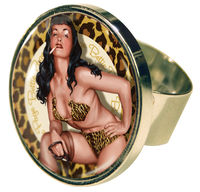 Cover image for Retro-A-Go-Go Bettie Page Golden Leopard Adjustable Ring