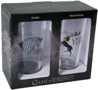 Cover image for Game of Thrones Pint Glass Set: Stark and Baratheon