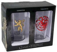 Cover image for Game of Thrones Pint Glass Set: Targaryen and Lannister