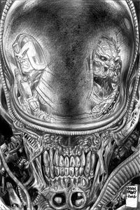 Cover image for Predator vs. Judge Dredd vs. Aliens #2 (Glenn Fabry Variant cover)