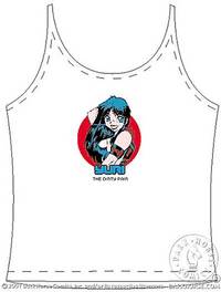 Cover image for Dirty Pair T-Shirt (Yuri w/logo White Adult Spaghetti-Strap Tank) (S)