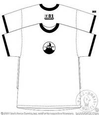 Cover image for Nevermen T-Shirt (Nevermen silhouette w/hat/Adult Ringer White Tee w/Black) (M)