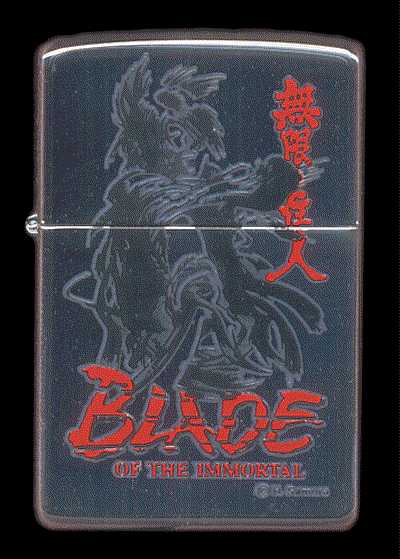 Cover for Blade of the Immortal Zippo® Lighter: (black and red on brushed chrome) (19-169)