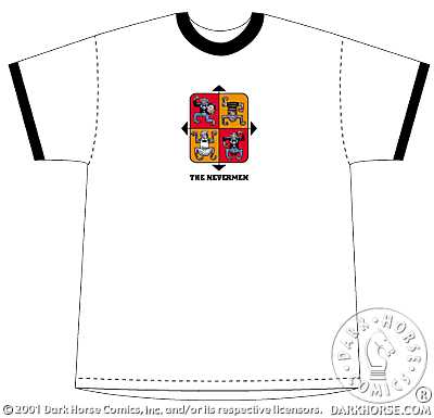 Cover for Nevermen T-Shirt (Monkeys w/logo White Youth Ringer Tee w/Black) (L) (11-246)