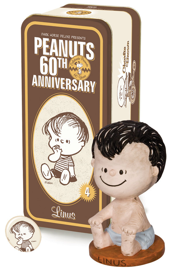 PEANUTS ピーナッツ ライナス ダークホースDark horseスヌーピー ピーナッツ 60周年記念 フィギュア 4点セット Tin缶入り