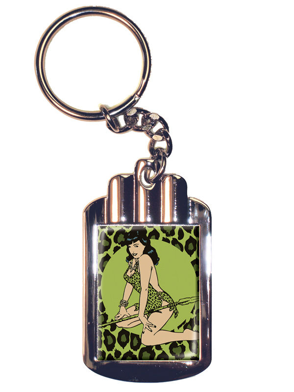 Cover for Retro-A-Go-Go Bettie Page Green Leopard Keychain (17-459)