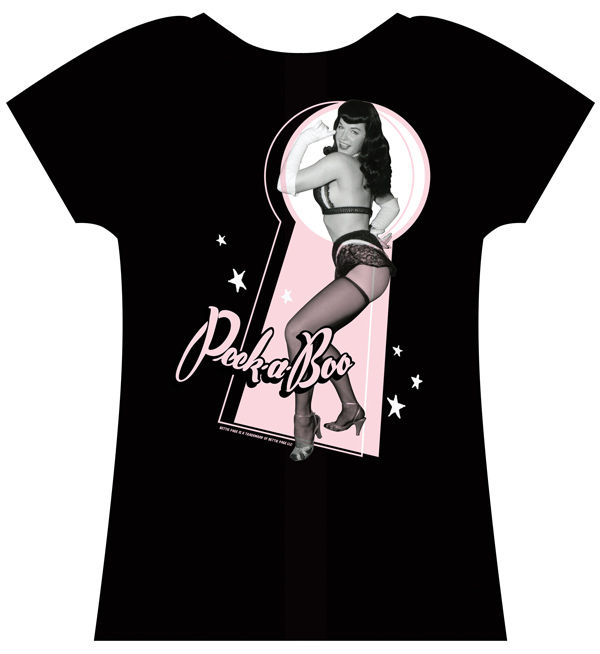 Cover for Retro-A-Go-Go Bettie Page Peek-a-Boo! Women's T-Shirt (XL) (17-478)