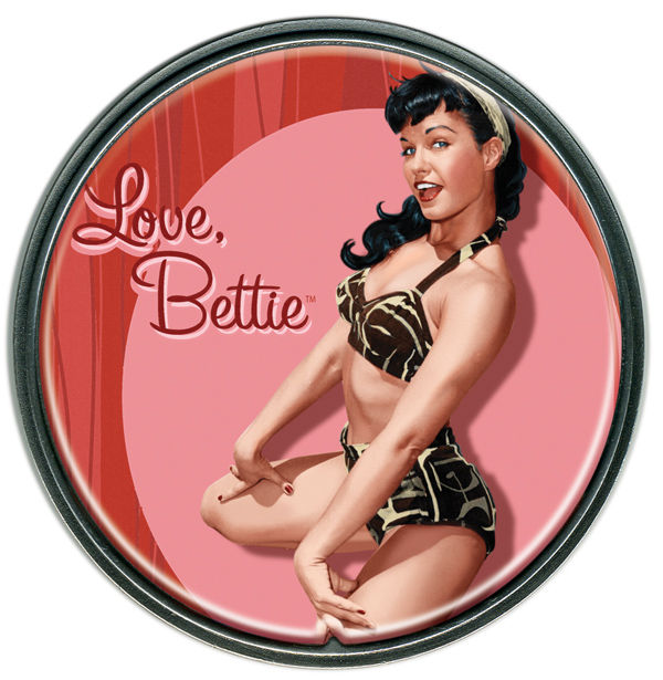 Cover for Retro-A-Go-Go Bettie Page Cherry Red Round Belt Buckle (18-983)