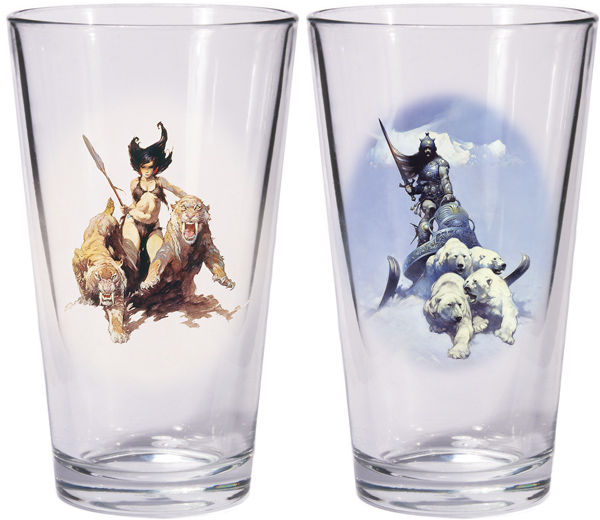 Cover for Frazetta "Warriors & Women" Boxed Pint Glass Sets: Silver Warrior and The Huntress (3000-062)