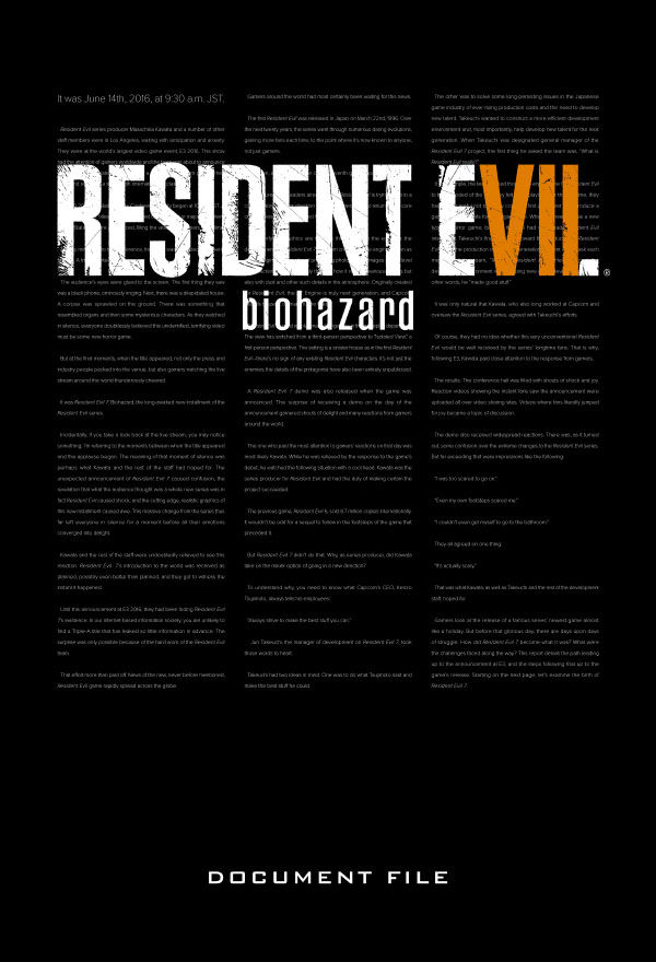 Cover for Resident Evil 7: Biohazard Document File HC (3003-716)