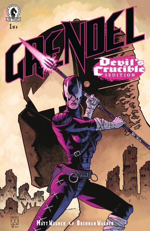 Matt Wagner's cover for Grendel Devil's Crucible Sedition featuring Grendel Prime