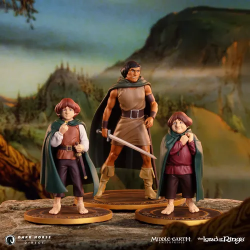 Dark Horse and Middle-Earth present The Lord of the Rings™ Animated Film PVC Figure Set: Frodo, Aragorn, and Samwise! :: Dark Horse Comics