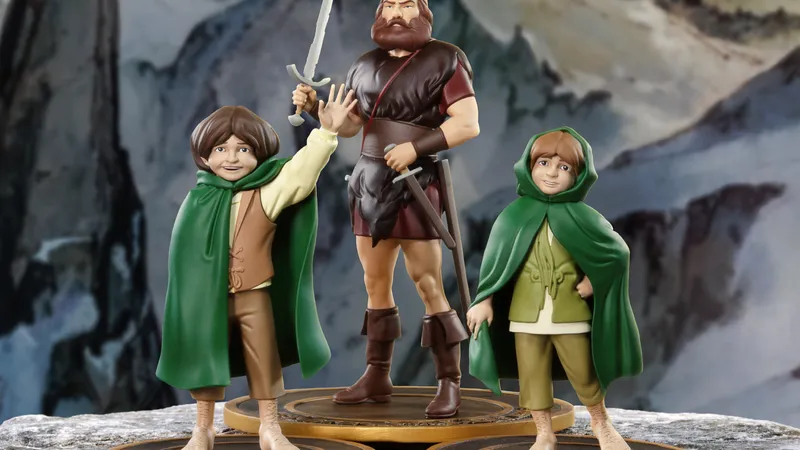 LotR Animated Vinyl Figures Merry Pippin Boromir Set 2 Group Environmental Photo 2