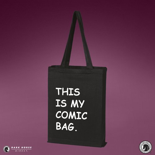 Comic con tote from Dark Horse featuring comic sans writing