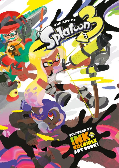 Cover of the Art Book for Splatoon 3 featuring several squidlings and inklings splattering paint