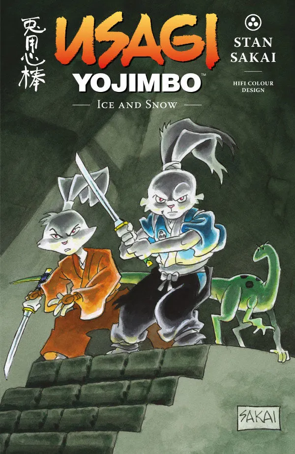 Cover of TPB for Usagi Yojimbo Ice and Snow with Usagi and Yukichi